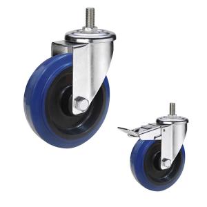 Wholesale 6 Inch Blue Wheel 350kg Capacity Threaded Stem Castor Rubber Wheels from china suppliers