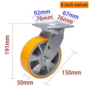 Wholesale Heavy Duty Castors 150mm 6 Inch Swivel Caster With Brake 736-86A from china suppliers