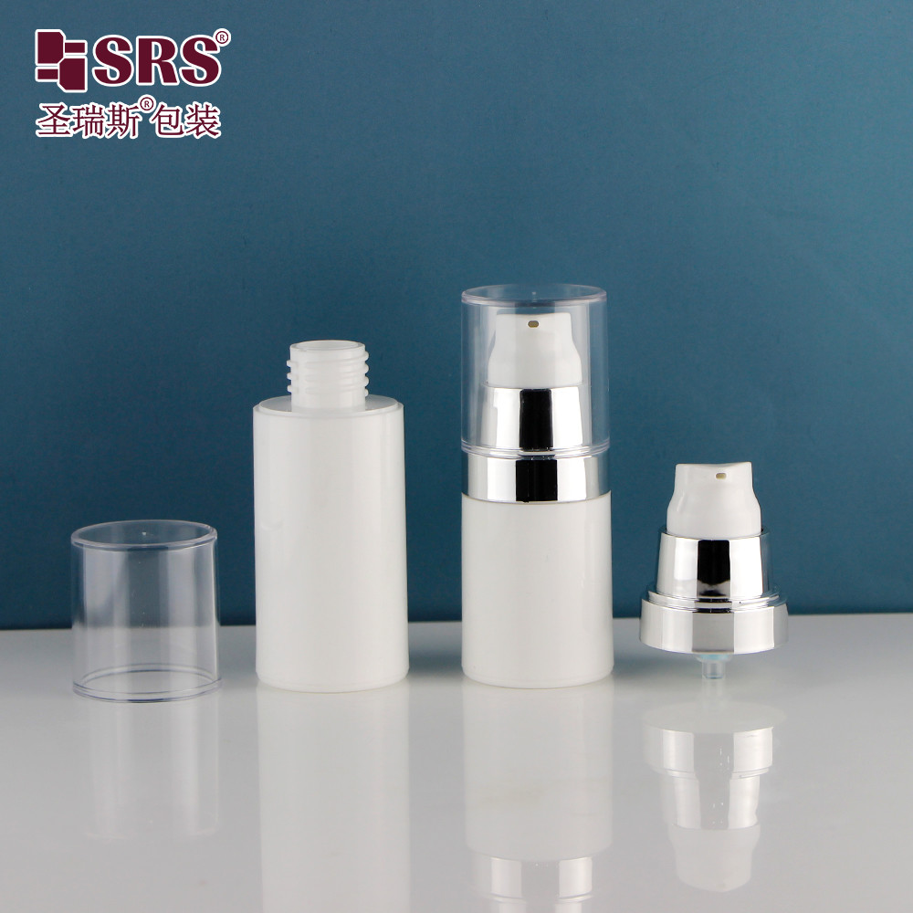PA212 15ml 30ml 50ml Metalized Silver Shoulder Plastic Airless Pump Bottle For Body Lotion