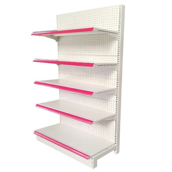 Factory Custom Size Color logo supplier metal supermarket shelf grocery shelves