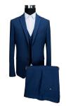 Woven Fabric Mens 3 Pieces Suit Official Color Navy Mel Color Both In Stock and