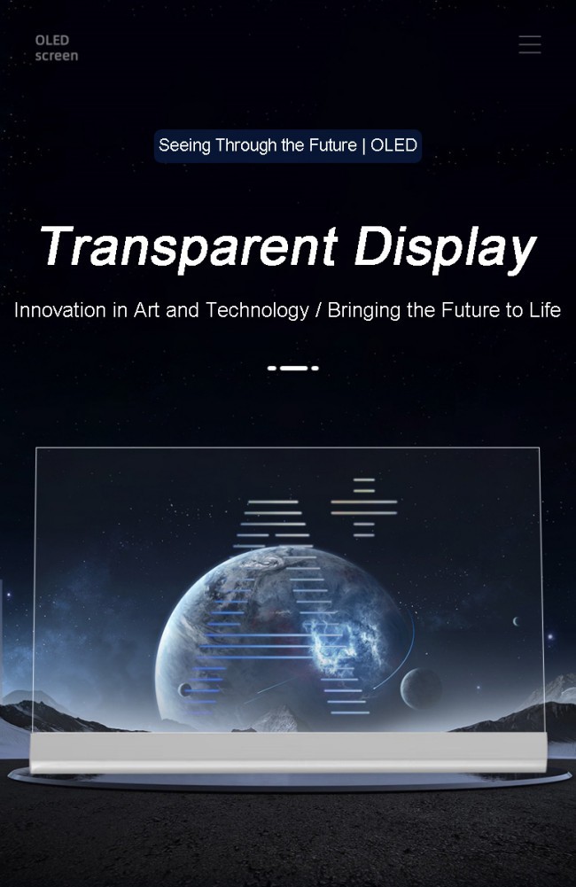 77 Inch Transparent OLED Touch Screen Digital Kiosk with Aluminum Alloy Frame and Pen/Finger Touch Writing Method