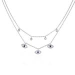Double Layer Evil Eye Bezel Set Diamond Necklace Women Bezel Set Pendants