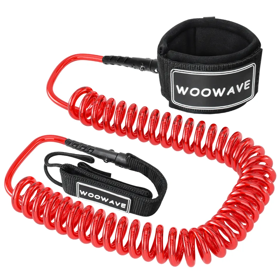 6'7'8'9'10'11'12' Orange Elastic TPU Surfboard Coiled Leash for Stand Up Paddle Board