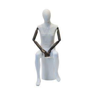 China Sitting Male Full Body Mannequin White With Half Wrapped Cloth And Wooden Arms on sale