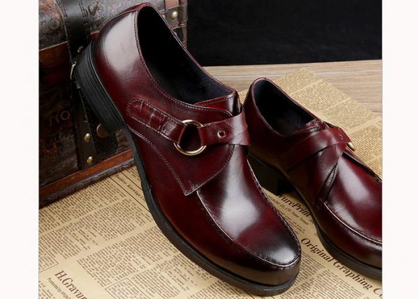 Quality Customized Flat Mens Monk Strap Shoes Round Toe Full Grain Leather Mens Dress Shoes for sale