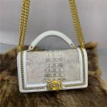 Authentic Crocodile Skin Women White Flap Purse Genuine Alligator Leather Lady