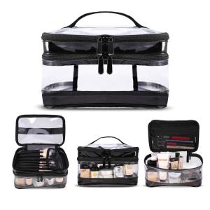 Wholesale Two Layers Vinyl Cosmetic Bag Portable Transparent from china suppliers