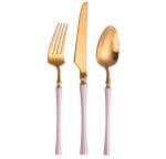 NEWTO High Quality Heavy Stainless steel flatware set Pink and Gold Color
