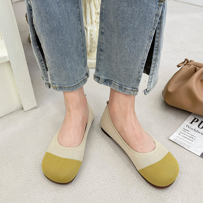 Slip On Flat Ballerina Shoes , Women Ballet Flats With Leather Upper Material