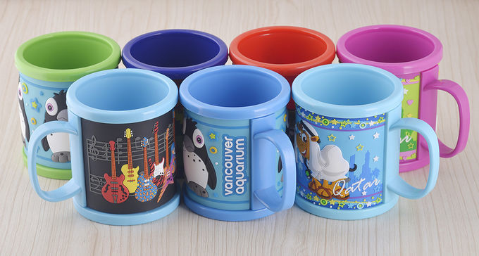 Personalized 9oz Plastic Mug With 3D Logo Designed Soft PVC Wrapped, Children's washing cup