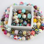 Round Printing Silicone Teething Bead BPA Free With 12mm 15mm Size