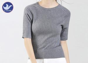 China Women Crew Neck Short Sleeve Sweaters For Summer 100% Combed Cotton Soft on sale