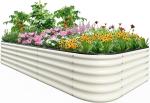 8*3.5*1.5Ft Ivory White Oval Galvanized Raised Garden Beds Outdoor Custom Logo