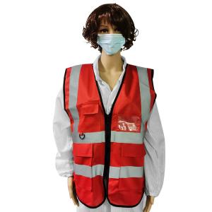 Wholesale Unisex Red High Visibility Reflective Safety Vests With ID Pocket from china suppliers