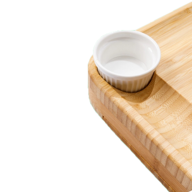 Eco Friendly Bamboo Charcuterie Boards Wood Cutting Blocks With Cutlery Set