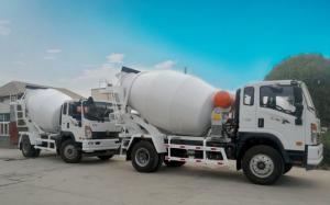 China White Concrete Mixer Truck , 5 Cubic Meter Front Discharge Concrete Truck on sale