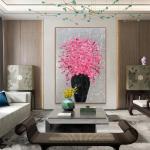 Abstract Knife Painting on Canvas Hand Painted Flower Oil Painting for Home