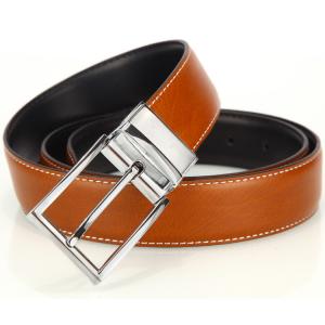 Wholesale Men Classical Formal Dress Reversible Leather Belt Black Brown Two Side Use Belt from china suppliers