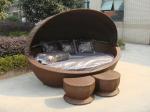 Cane Garden Daybed With Tea/ Coffee Table , Wicker Oval Daybed