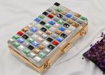 Metalic Acrylic Small Clutch Bags With Luxury Multi Color Crystal Front