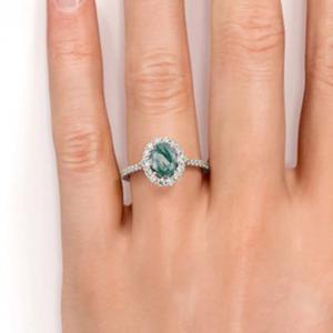 China Unique S925 Rose Gold Plated Round Cut White CZ Jewelry Natural Moss Agate Rings Top Quality Design Factory Ring on sale