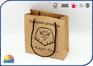 Wholesale Black 1c Printed Eco Natural Kraft Paper Bags With Fiber Handles from china suppliers
