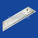 Brushed Metal Industrial Panel Mount Keyboard With 25mm Diameter Trackball