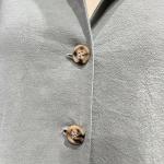 Womens Linen Cotton Green Two Pieces Comfy Long Sleeve Button Tops With Pocket