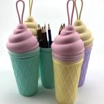 Cute Ice Cream Silicone Pencil Pen Case Pencil Pouch Stationery Pen Holder For
