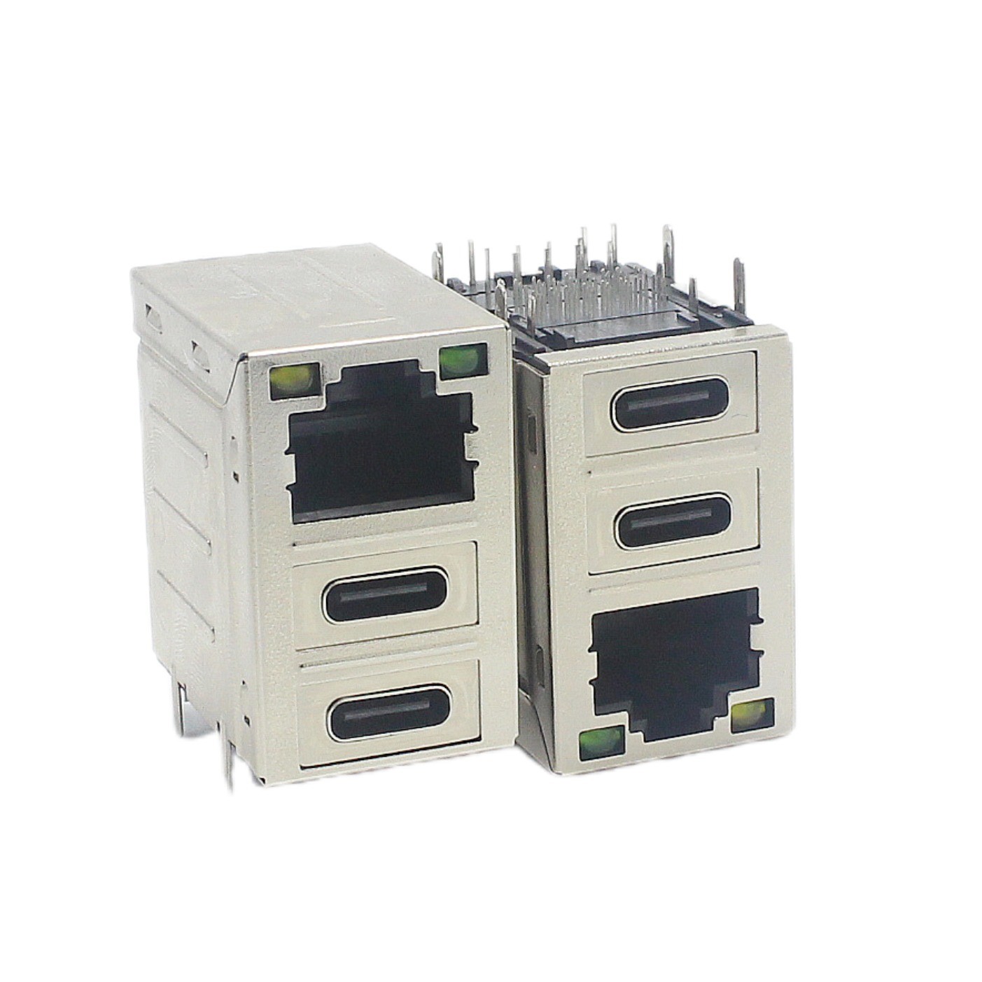 Shielded RJ45 Female Socket LAN Female Connector Jack Dual Type C Combo