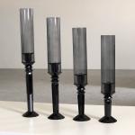Black Metal Pillar Candle Holders Crystal Set Of 4 6 Decorative Wedding Table