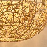 Vintage Rattan Lamp Pendant Lights Farmhouse Style Handmade Restaurant Round