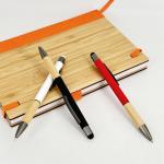 Creative Bamboo Grip School Plastic Ballpoint Pen Soft Rubber Touch Screen Top