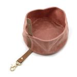 Foldable Waxed Canvas Pet Feeder Bowls Outdoor Portable Travel Dog Food Plate