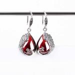 Thai Sterling Silver Red Chalcedony Drop Retro Earrings (E170619RED)