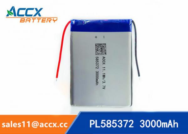 585372 3000mAh lithium polymer battery for digital products 3.7V with PCM protection