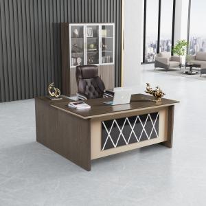 China Retro Style Office Desk With Storage MDF Wood Material With Side Cabinet OEM on sale