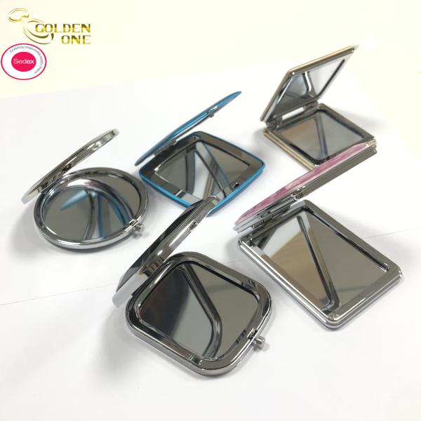 Hot Sale Portable Round Folded Compact Mirrors Rose Gold Silver Plated Pocket