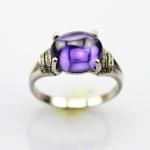 925 Silver Oval Cubic Zircon Blue Topaz Women Ring(F91)