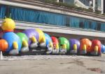 Outdoor Kids Parties Inflatable Caterpillar Tunnel with pillars and small slide