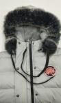 Grey Ladies Long Puffer Coat With Fur Hood Quilted