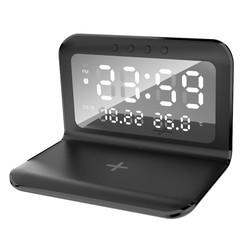 China ABS Qi Wireless Charger Clock LED Display  Fast Charging Alarm Type on sale