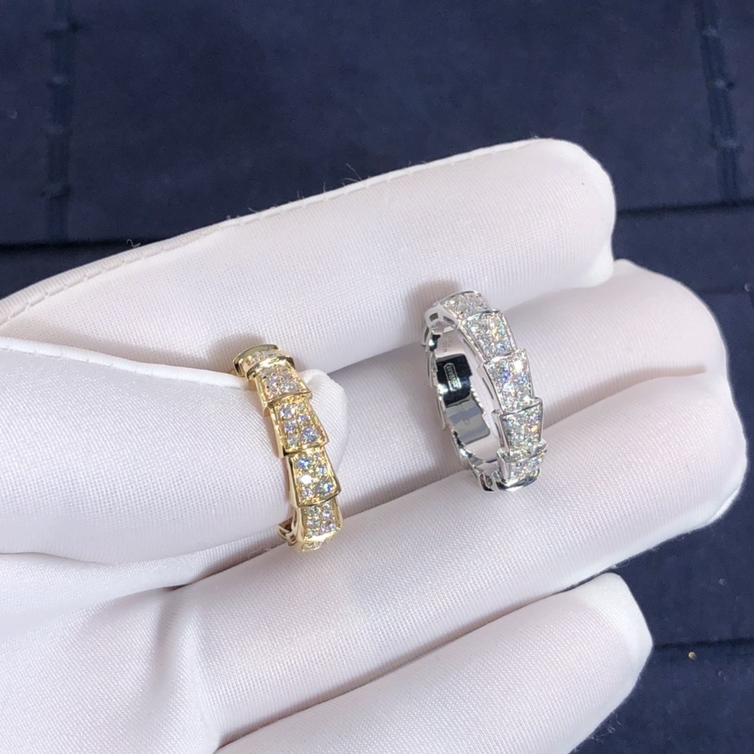 Hot Fine Jewelry High-End High Quality 18k Pure Gold Natural Diamonds Serpenti Viper Ring