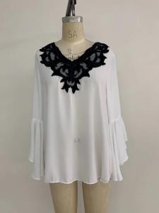China Na Womens Chiffon Shirt White Color Technics Garment Dyed  Yk25685 on sale
