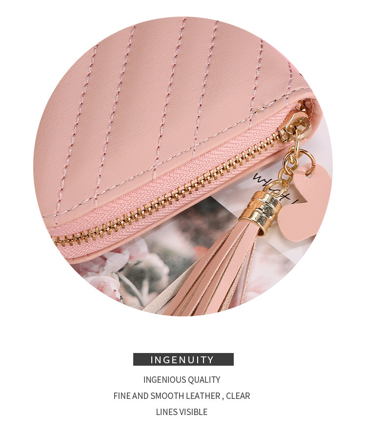Fashion Style Long Wallets for Women PU Leather Tassel Coin Purse Card Holder Clutch