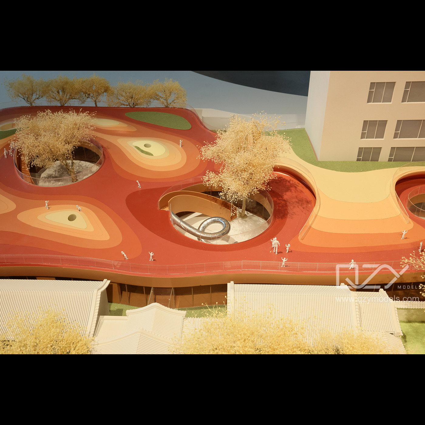 Laser Cutting Key Technology MAD Beijing Quadrangle Courtyard Kindergarten Models Designed by QZY for Display / Study