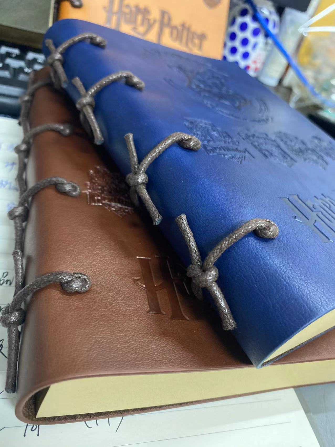 Thickened Imitation Leather Threading Handbook Kraft Paper Notebooks With Inside Pages