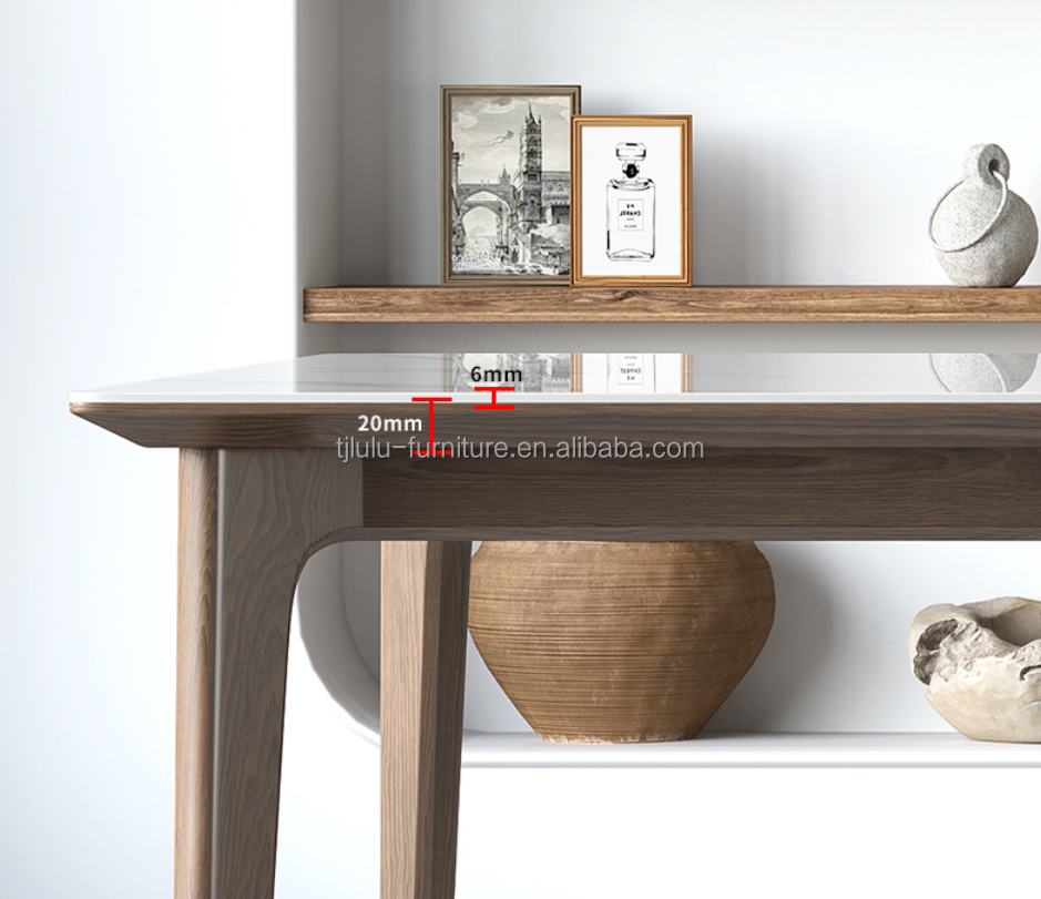 Dining Room Furniture Wood Dining Table Set with Marble Effect Cover Material