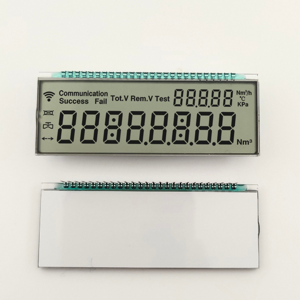 3.3V Operating Voltage Custom LCD Display for Positive Reflective Screen Energy Meter 8 Digit 7 Segment Monochrome LCD